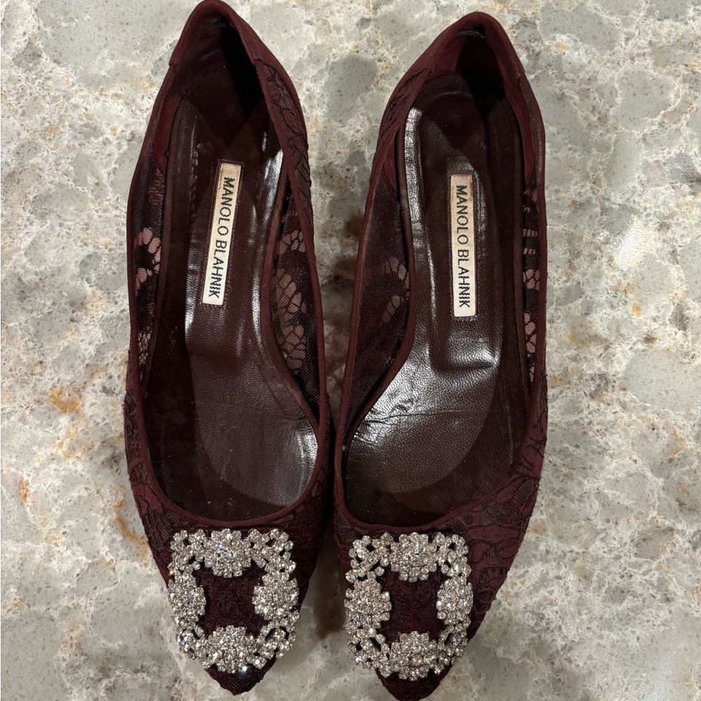 Manolo Blahnik hangisi lace &Satin flat